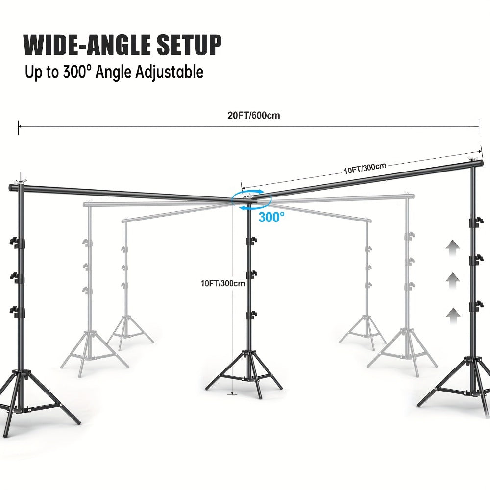 10x20ft Backdrop Stand Kit – BEIYANG Adjustable Iron Background Support System with Carrying Bag & Clamps for Photography Studio, Video, Birthday Parties & Trade Show Display