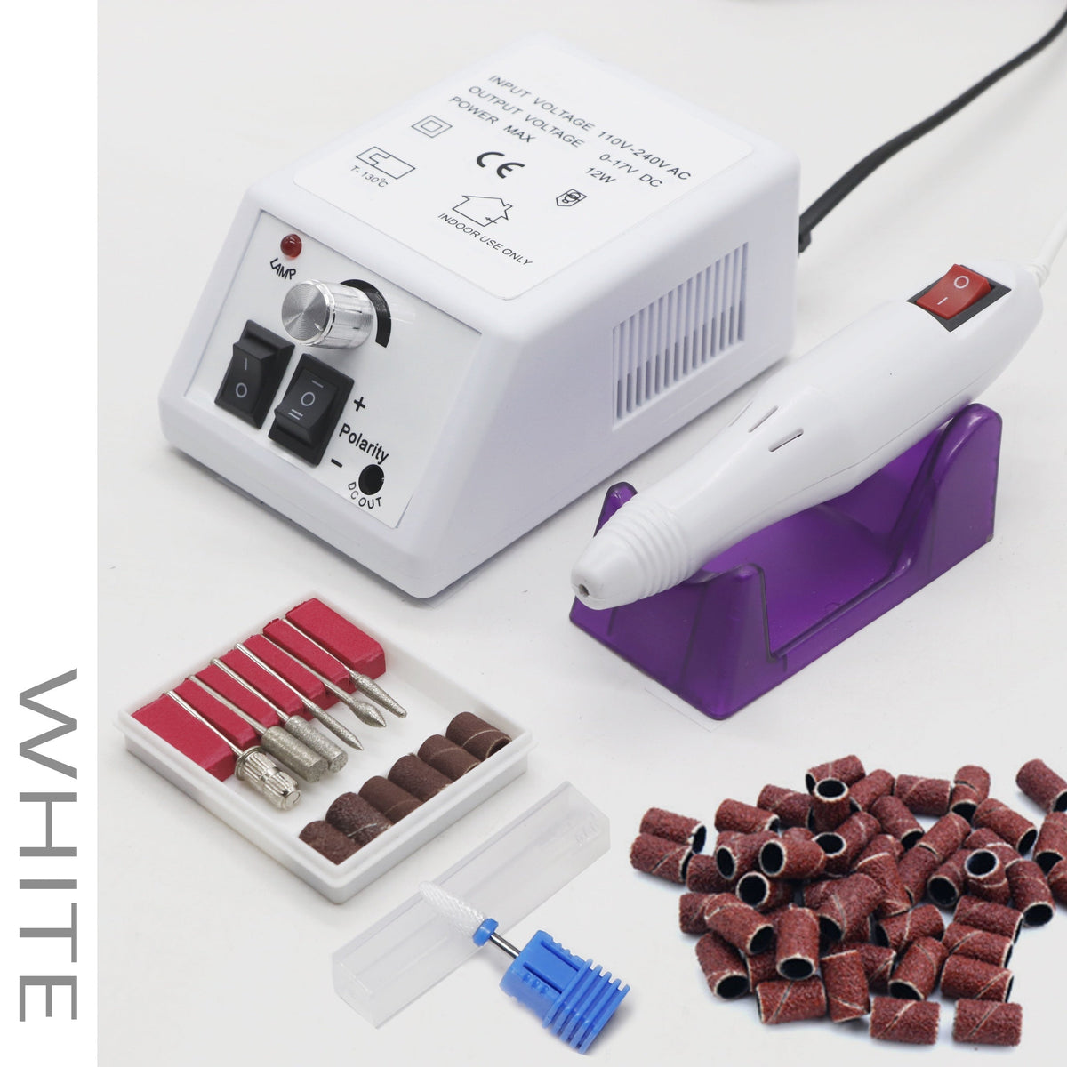 Professional Nail Drill Kit 20000RPM with 6 Drill Bits & 50 Sanding Bands — Electric Manicure Pedicure Machine Low Noise Dual-Hand for Acrylic Gel Natural Nails, Home & Salon Nail File Set, 8-in-1 Option