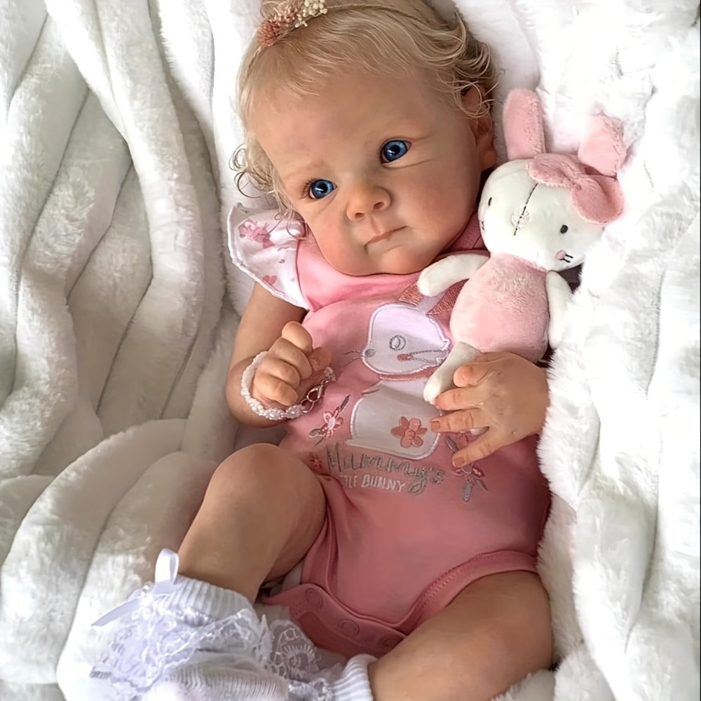 22-Inch Full Vinyl Reborn Baby Doll with Rooted Hair and Open Eyes