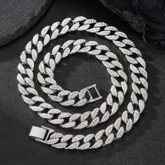 Rhinestone Cuban Link Dog Necklace, Metal Pet Jewelry in Three Finishes, S–3XL