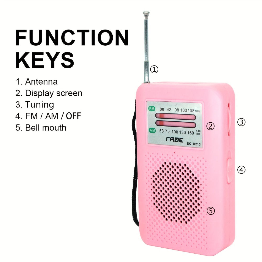 Portable AM FM Radio Battery Powered Handheld with Manual Tuner, Headphone Jack, Built-in Speaker, Adjustable Telescopic Antenna & Wrist Strap for Camping, Travel, Emergency & Outdoor Use