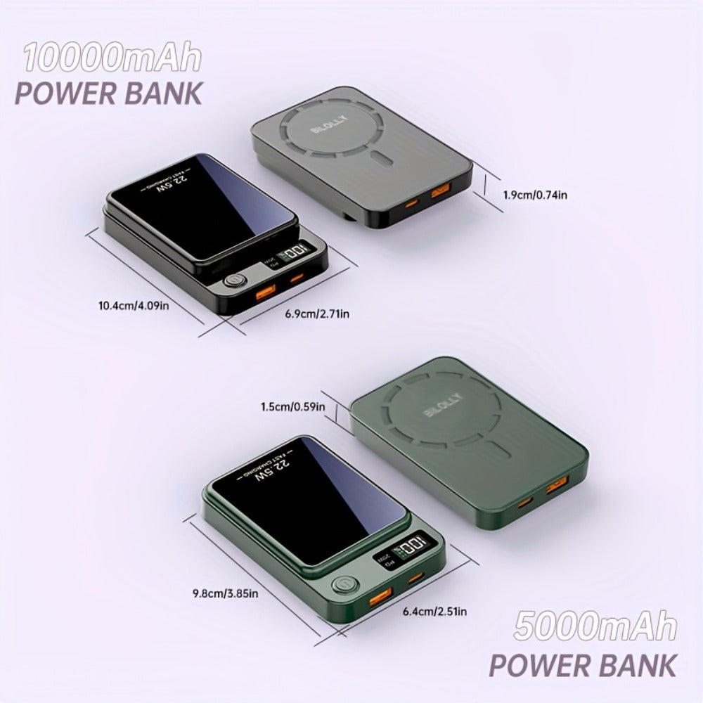 15W Magnetic Wireless Power Bank 5000 10000 15000mAh – 30W PD Fast Charging, MagSafe Compatible Battery Pack for iPhone 17 16 15 14 13 12 Pro Max Mini, Wired Charging for Android Samsung