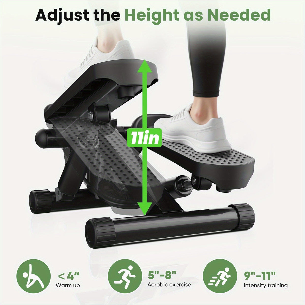 Compact Mini Stair Stepper with Resistance Bands – Twist Motion Full Body Workout Machine, 300 LBS Capacity, Portable Home Gym Cardio Step Trainer for Men Women