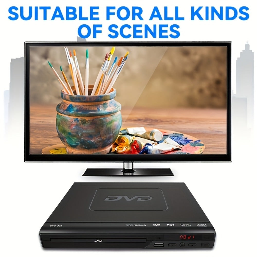 DVD Player for Seniors Region Free 1080P with USB Port & AV Cable – Simple Remote Control, Easy Setup, Plays DVD SVCD VCD CD-R MP3, Home Theater & Gift for Elderly, US Plug, Black