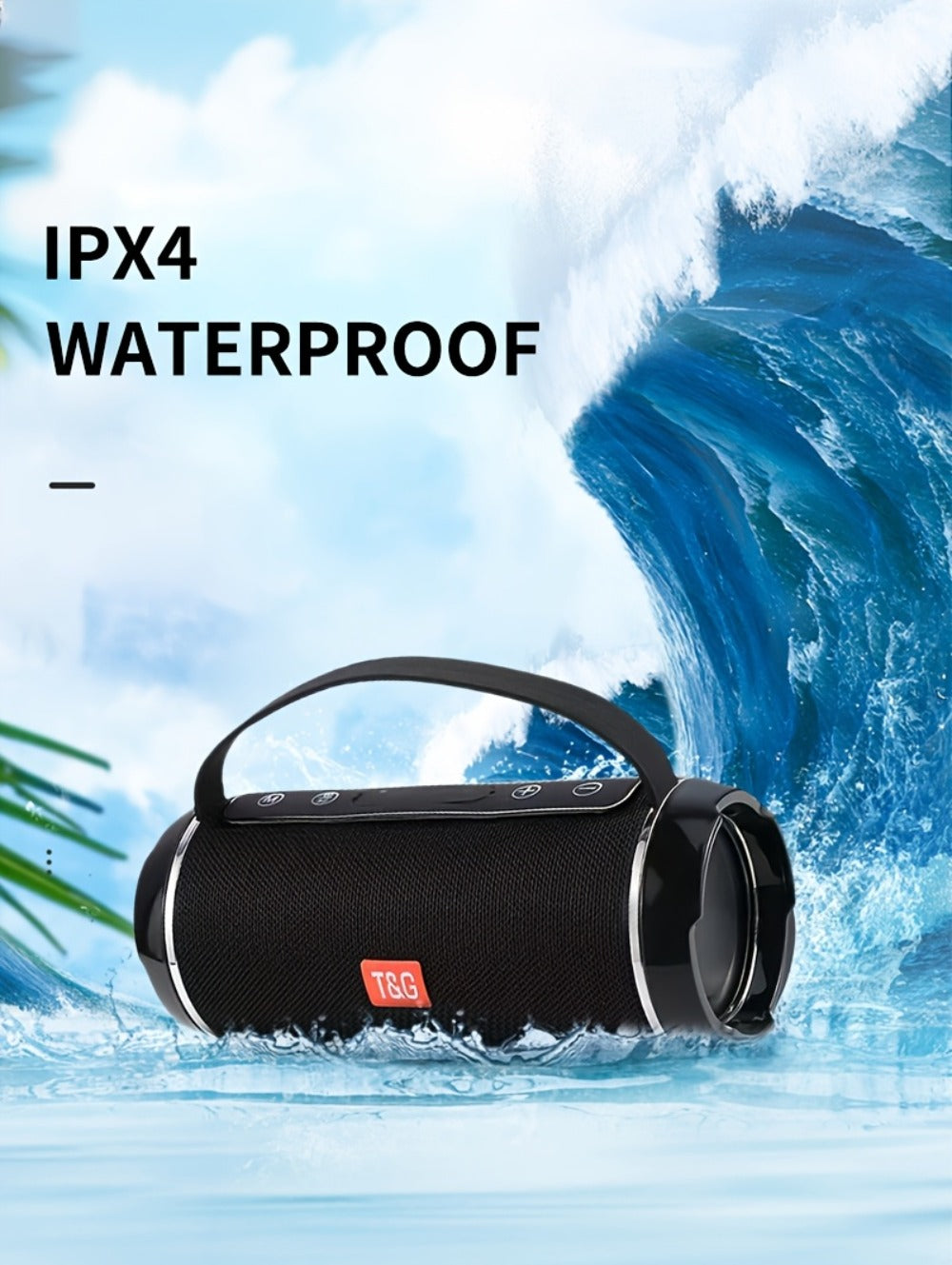 TG116C IPX4 Portable Bluetooth 5.0 Speaker 1200mAh Rechargeable Wireless Speaker USB TF FM Type-C Charging Surround Sound for Outdoor Travel Home Mobile