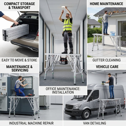 Folding Work Platform with Adjustable Height for Painting and Home Renovation