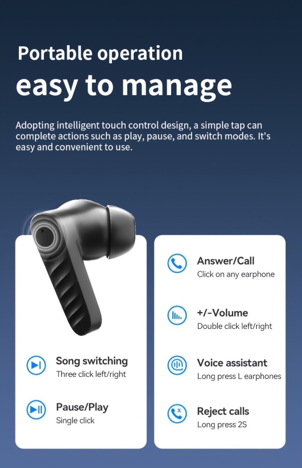 ENC Wireless Earbuds Mini Lightweight In-Ear Bluetooth Earphones Smart Noise Reduction Long Battery Life Touch Control for Sports Running Cycling Work Commute Phone PC Tablet Gift for Men Women