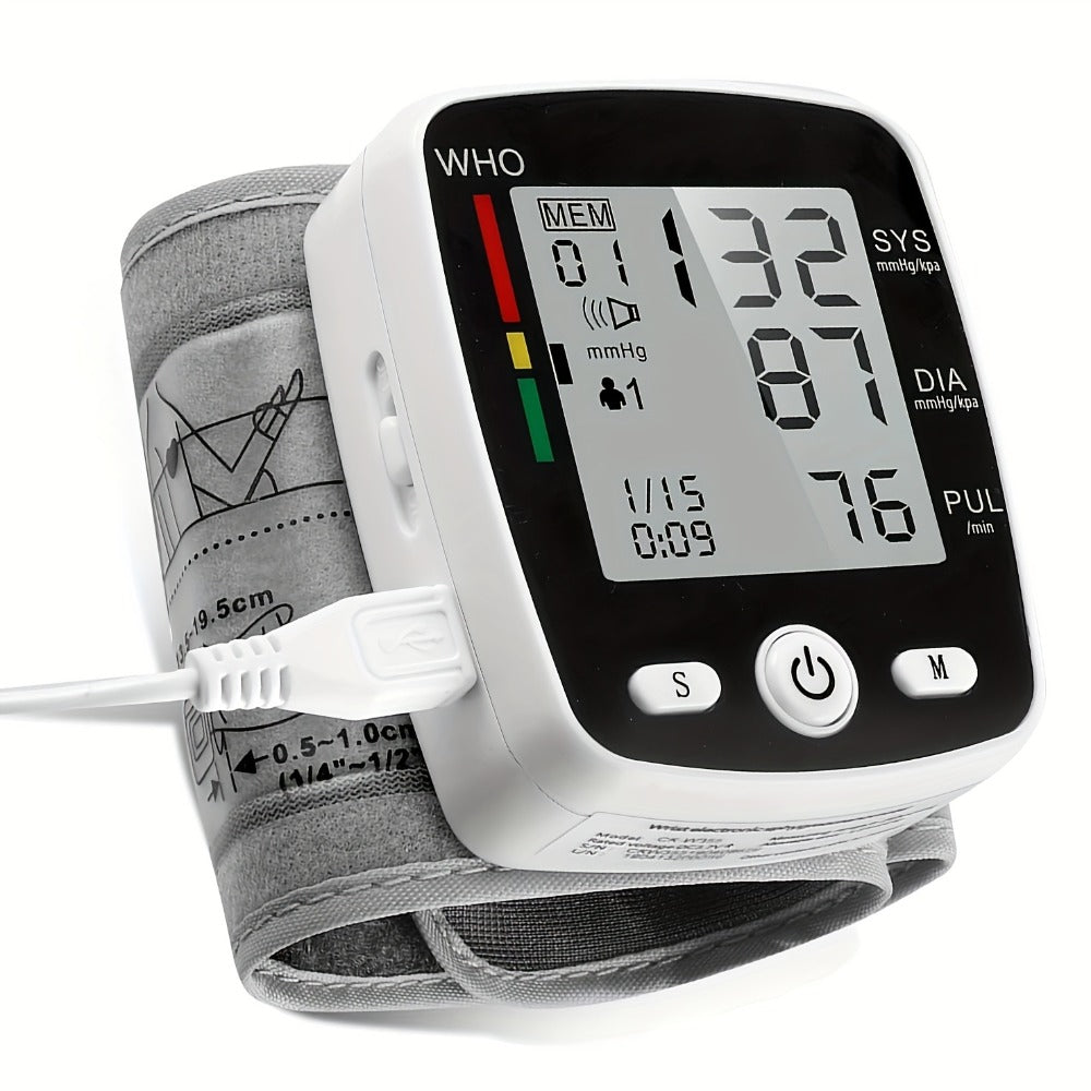 Wrist Blood Pressure Monitor Rechargeable - Digital BP Monitor with Large LCD, Voice Broadcast, 2×99 Memory & USB Charging, Portable Wrist Cuff for Home & Travel, Optional Bundle with Pulse Oximeter