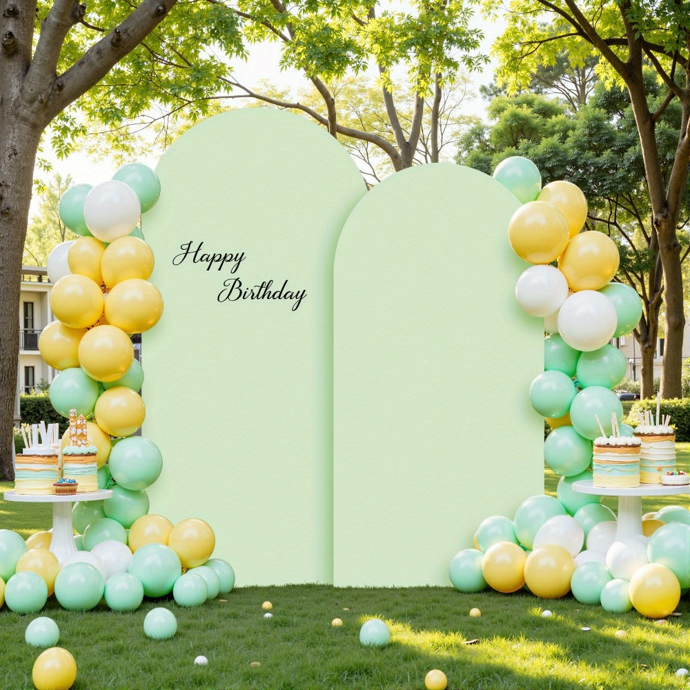 Wedding Arch Cover 2pcs Stretchable Wrinkle-Free Polyester Tight-Fit Arch Banner Covers with Zipper for Wedding Ceremony Birthday Gender Reveal Bridal Shower Graduation Party Decor