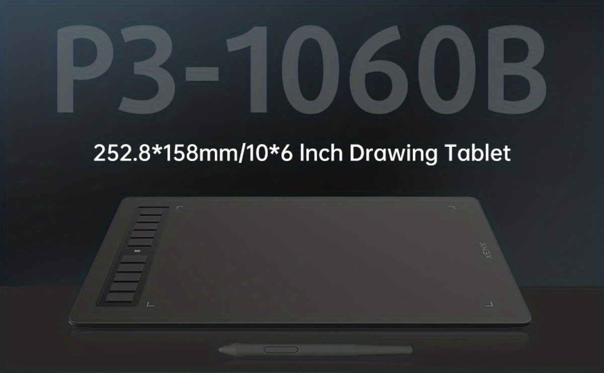 XENX Graphics Drawing Tablet 10 x 6.22 Inch, 8192 Pressure Sensitivity Battery-Free Passive Stylus, 10 Customizable Hotkeys, Compatible with Mac Windows Android, Wacom Alternative for Digital Art Illustration Design Online Teaching
