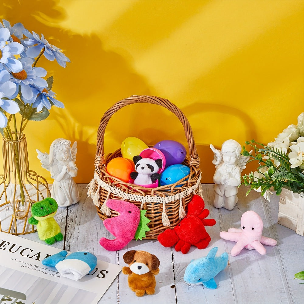 Finger Puppets with Eggs 40pcs (20 Sets) Prefilled Cartoon Animal Plush Dolls, Soft Puppet Toys for Party Favors Basket Stuffers Easter Gifts Back to School, Kids Toddlers Cute Animals Style