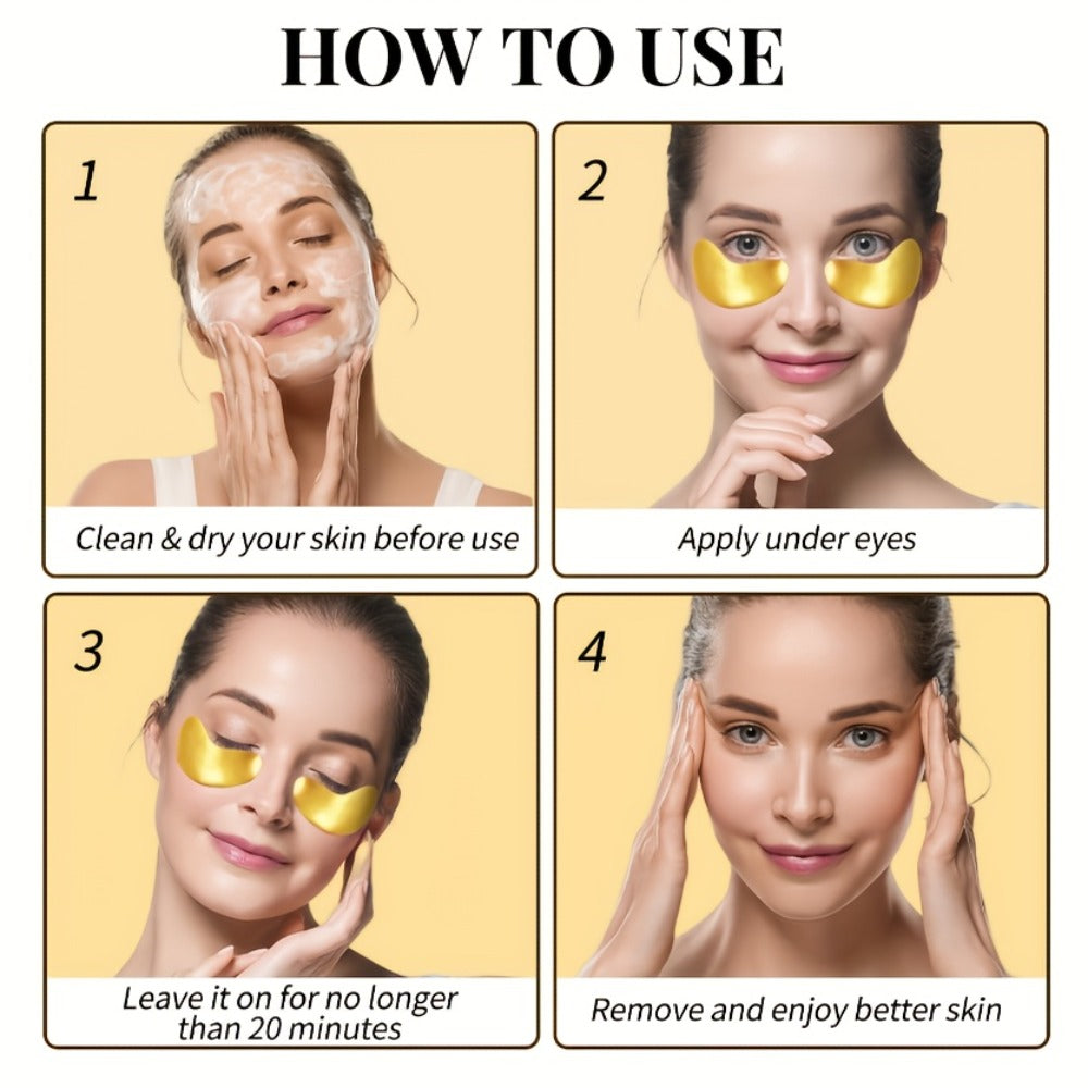 Under Eye Patches Collagen Gold 30 Pairs – Hyaluronic Acid Eye Masks Reduce Dark Circles Puffiness Fine Lines Hydrating Nourishing Spa Eye Care Gift for Women All Skin Types 1 Month Supply