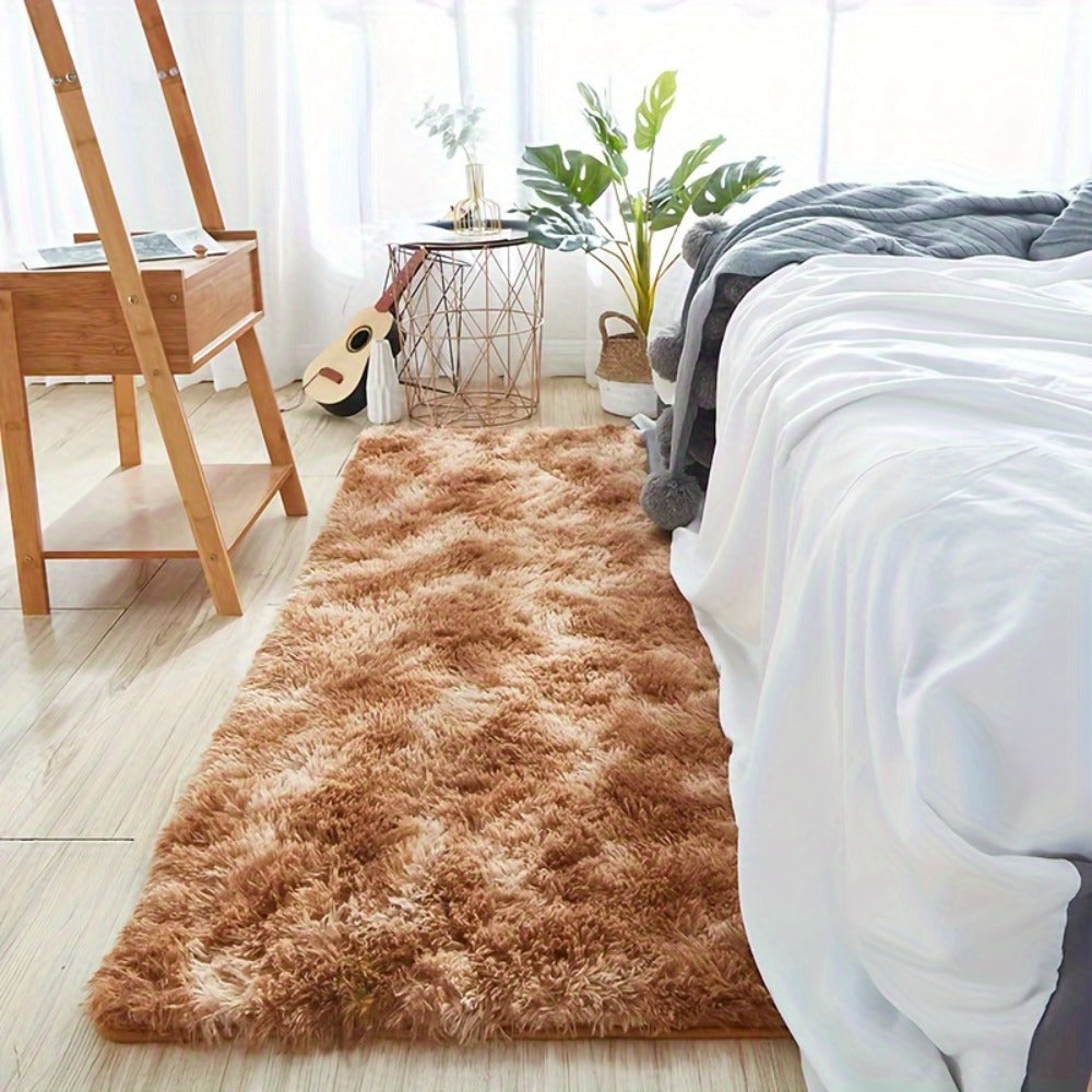 Tie-Dye Knotted Fluffy Mat Super Soft Thickened – Cozy Indoor Area Rug for Living Room, Bedroom & Office, Stylish Floor Covering 15.74x47.24 in – Dark Gray, Light Grey, Pink, White, Purple