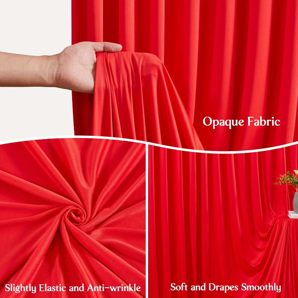 2-Pack 10x10ft Spandex Photography Backdrop Curtains - Wrinkle-Resistant Polyester Background Cloth with Pole Pockets for Weddings, Birthdays, Banquets & Photo Studio Events