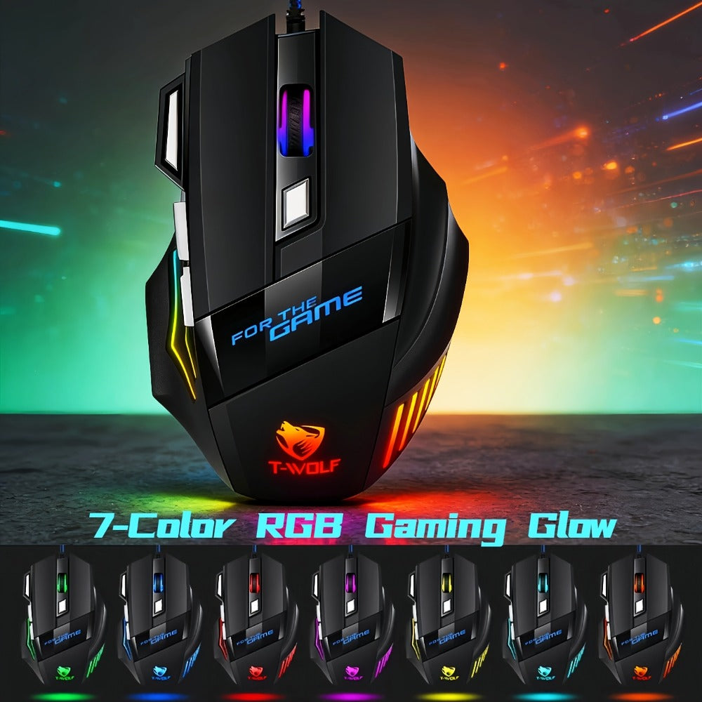Programmable RGB Gaming Mouse Wired Ergonomic Pro-Grade with Turbo Click Multi-Mode DPI Sensitivity Dynamic RGB Lighting Forward Back Buttons USB Plug & Play for PC Laptop Mac Multiple Models