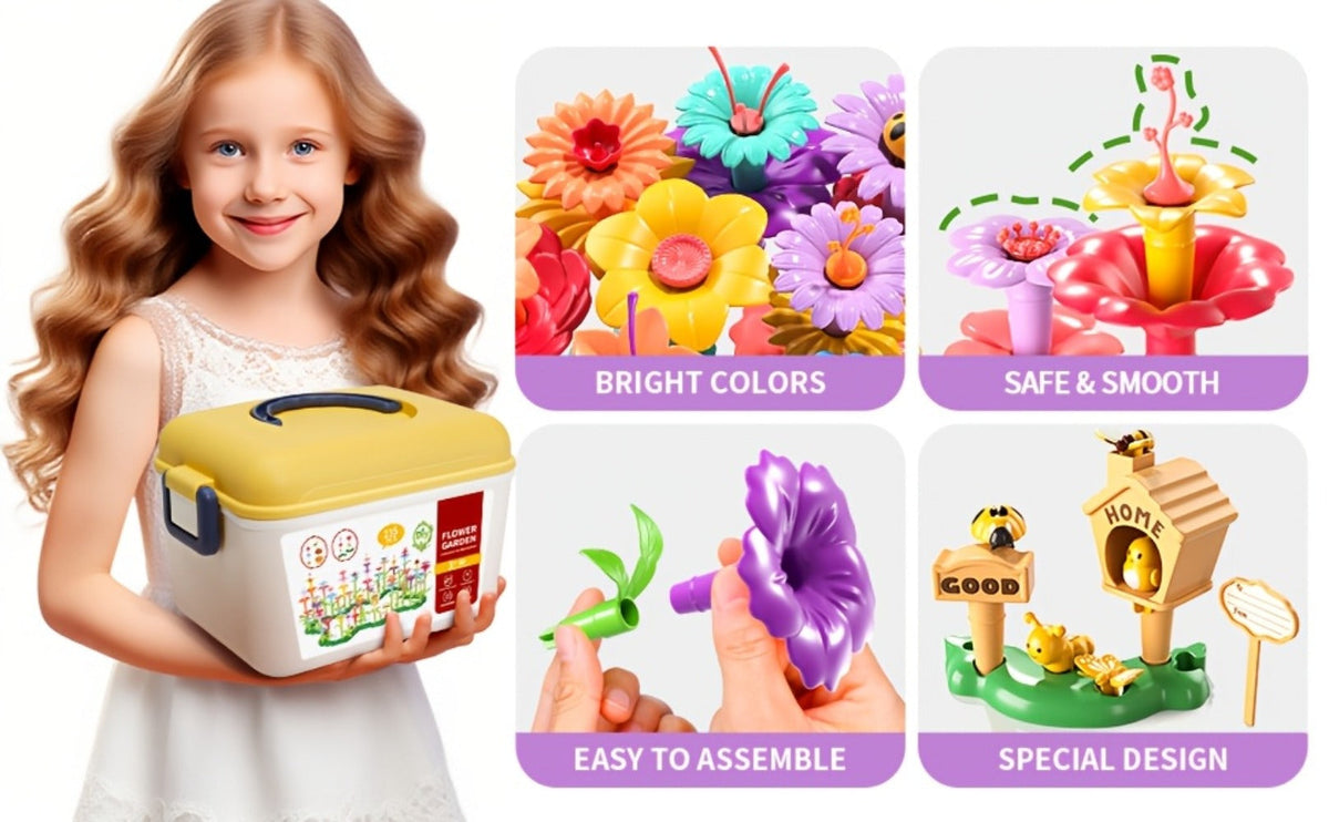 Flower Garden Building Toy Set, 235 Pieces, Floral Brick Construction Play for Kids Ages 3+
