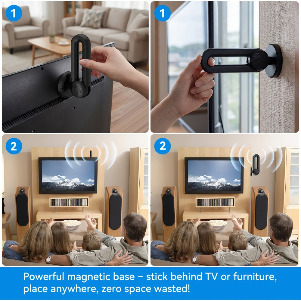 Long Range 250 Mile TV Antenna 4K 1080P – USB Powered, 180° Rotatable, Magnetic Base, Indoor & Outdoor, Smart & Legacy TVs, Home Car RV, HDTV-09 MAX