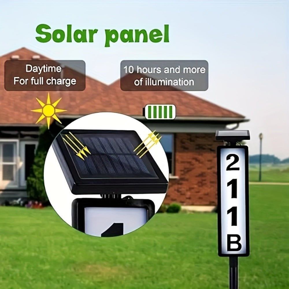 Solar House Number Light LED – DIY Address Sign with 38 LEDs, Switchable Warm & Cool White, IP44 Weatherproof, 270° Solar Panel, Auto On/Off for Home, Yard, Farm & Garden