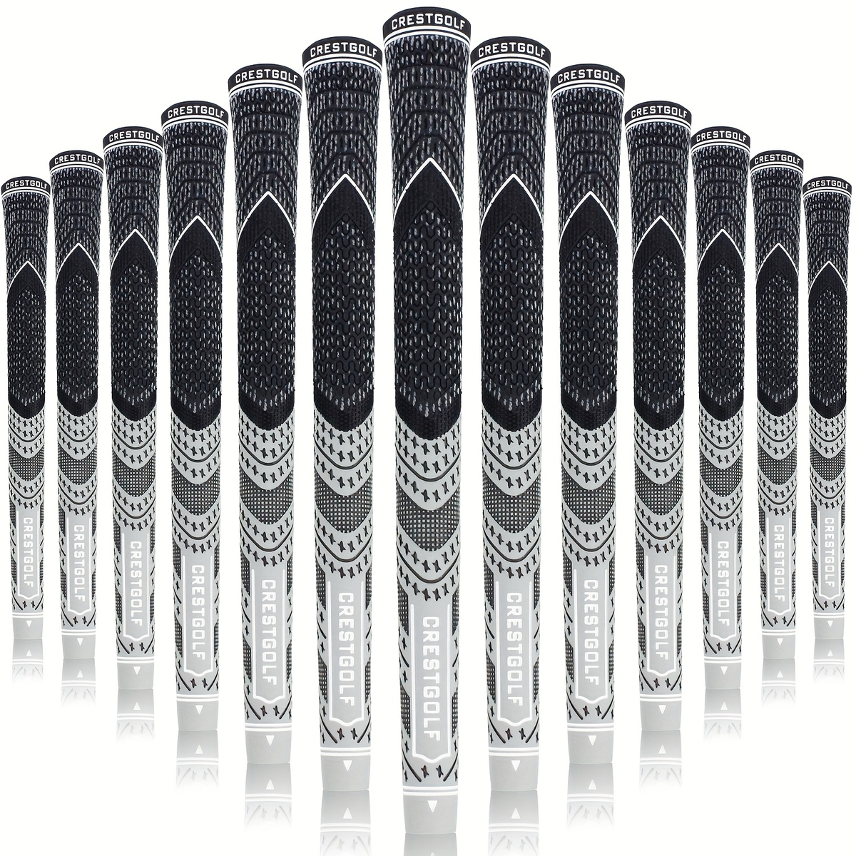 Midsize Golf Grips Set 13 Pack – All Weather Hybrid Rubber Golf Club Grips with Ecological Yarn Thread Technology, Multiple Colors, Fits Full Set of Clubs (Black, White, Red, Orange, Yellow, Blue, Gray)