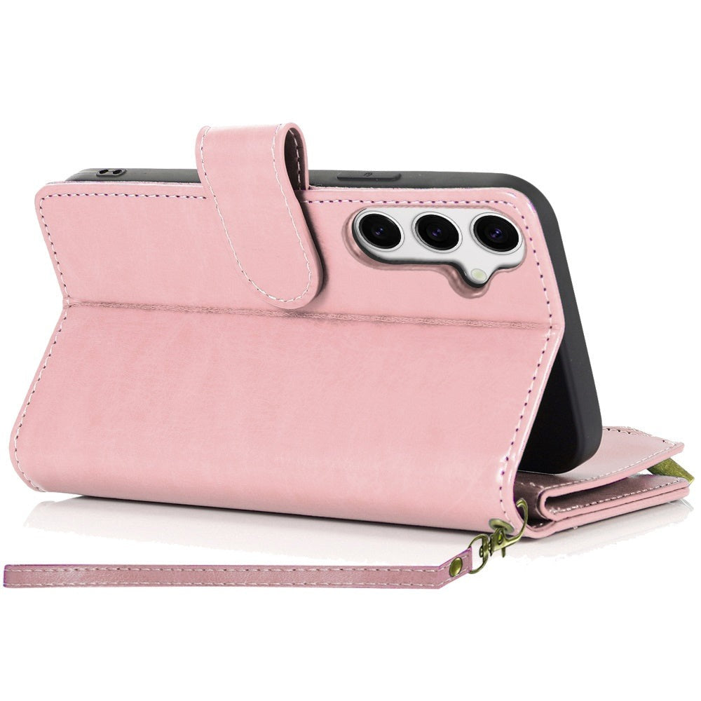 Wallet Case for Samsung Galaxy S25 FE – Luxury Leather Zipper Card Holder ID Window Money Pocket Folio Flip Cover, Slim Protective Phone Case with Card Slots for Galaxy S25 FE Women Men