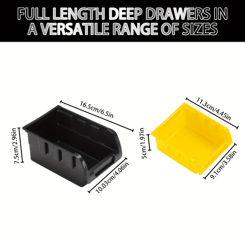 Plastic Parts Storage Bins Wall Mount 30pcs – Heavy Duty Small Hardware Organizer for Screws, Nuts, Bolts & Nails | Multi-Tier Wall Shelf System for Garage, Workshop & Craft Room | Space-Saving Bin Rack