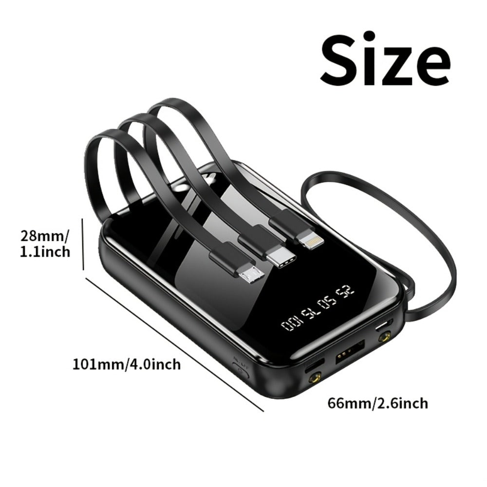 Built-in Cables Flashlight 50000mAh Power Bank Portable Charger, Fast Charging LED Display Emergency Battery Pack for iPhone Android Outdoor Travel Camping Hiking – Black Purple Available