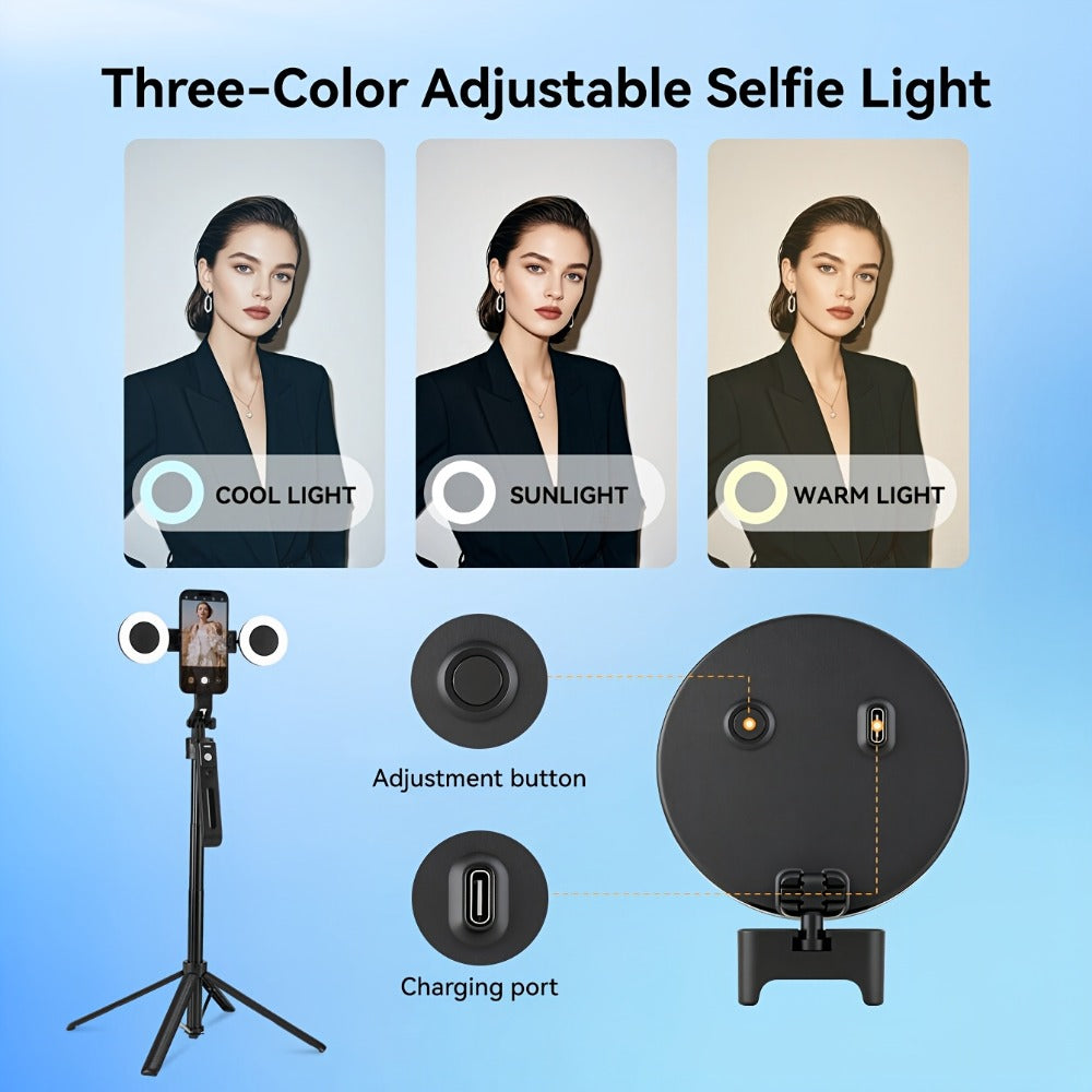 AI Tracking Tripod with Built-In LED Fill Light & Bluetooth Remote – 360° Auto Face & Body Tracking Adjustable Phone Stand for iPhone Android Camera, TikTok YouTube Live Streaming Vlogging Zoom