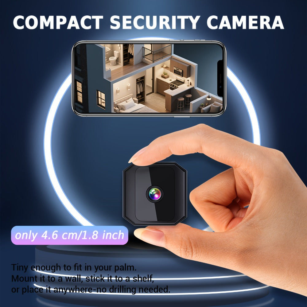 Mini Plug-In Security Camera Indoor Flexible WiFi with Night Vision, 24/7 Motion Alerts & TF Card Local Storage – No Monthly Fees, Perfect for Garage, Baby Room & Home Surveillance