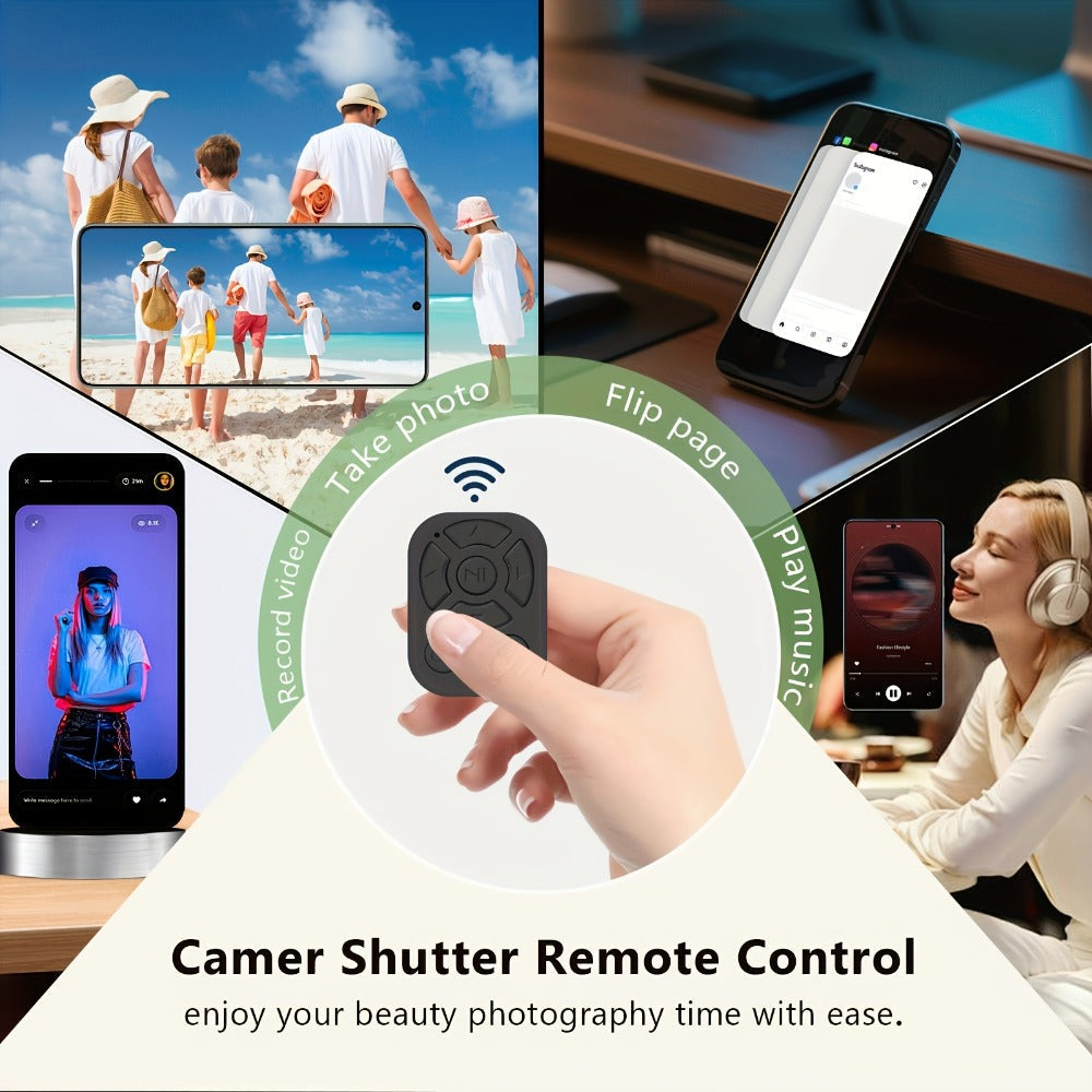 Bluetooth Selfie Remote Ring 2 Pack TikTok Scroll Shutter for iPhone iPad – Hands-Free Photo Capture Video Like Page Turn Music Control, Rechargeable Wearable Creator Accessory, Black Pink Gift