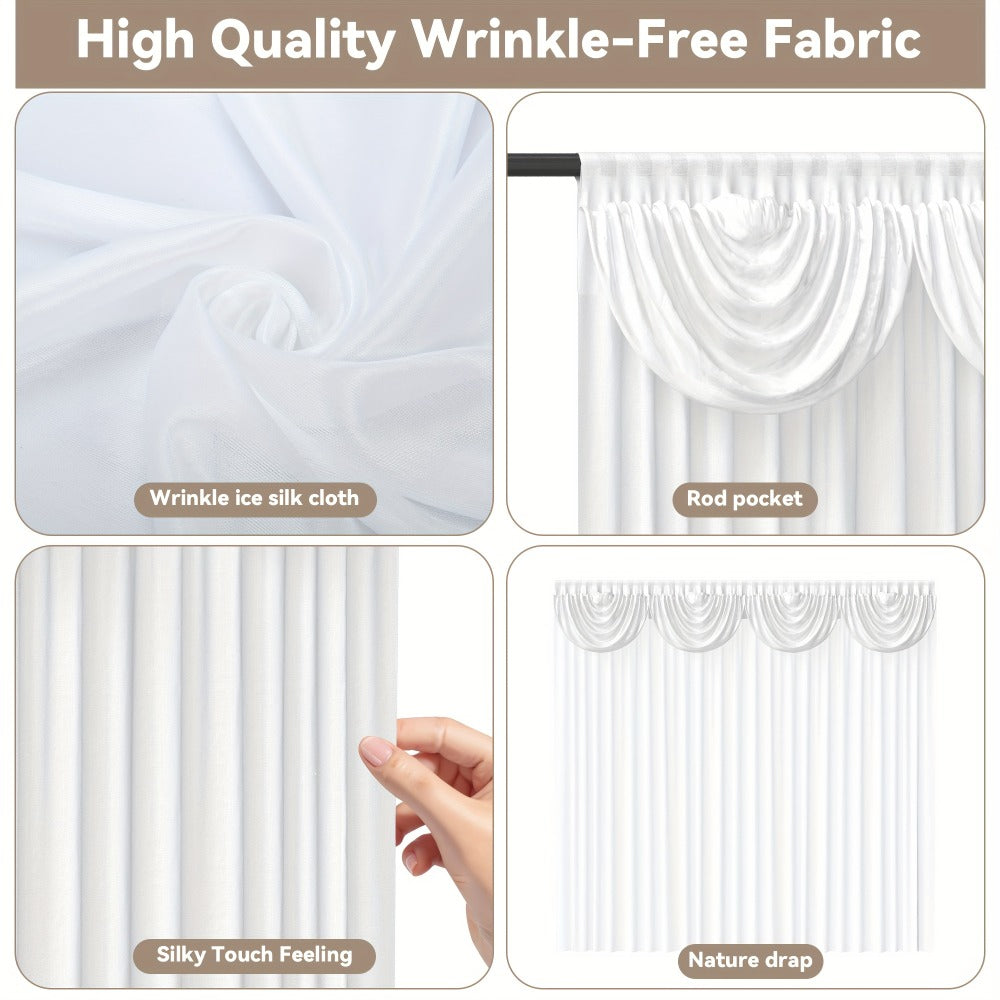 White Silk Wedding Backdrop Curtains 10x10ft – 1 Pack Luxurious Smooth Drapes for Wedding, Birthday, Bridal Shower, Party, Photography Background & Valentine's Day Event Decoration
