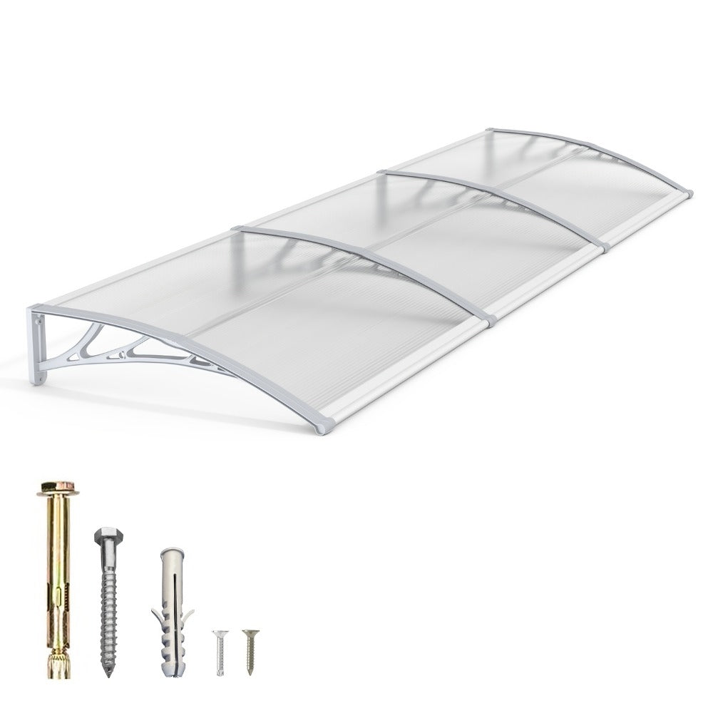 Window Awning Door Canopy Polycarbonate Overhang – UPF 50+ UV & Rain Protection, Leak-Proof Hollow Sheet, Weather-Resistant Outdoor Patio Awning for Doorways, Windows, Storefronts – Multiple Sizes & Colors