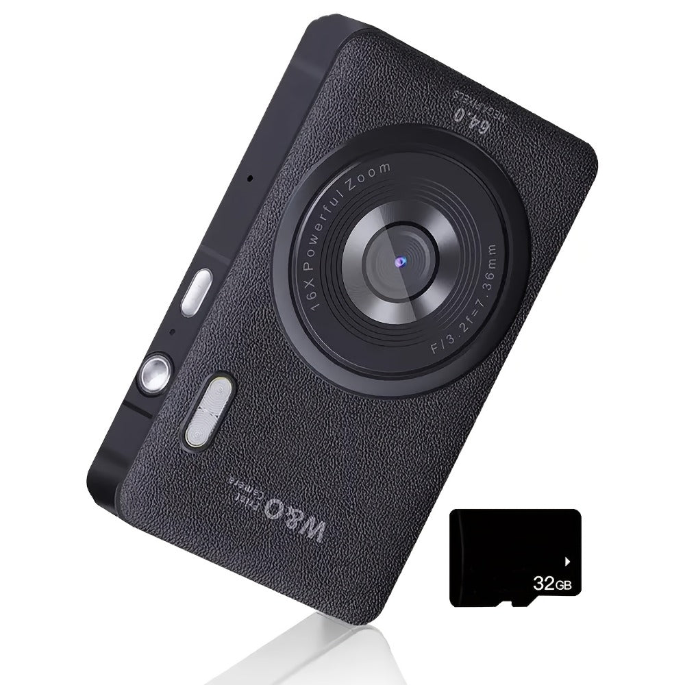 1080P HD Digital Camera 64MP 16x Zoom Vlogging Camera with 2.4-inch LCD Screen 32GB Memory Card Rechargeable Webcam for Photography Video Recording Beginners Kids Gift