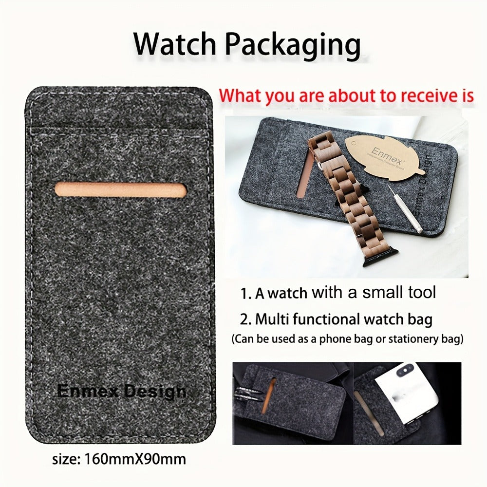 Wood Apple Watch Band Natural Walnut & Blackwood Replacement Strap – Lightweight Adjustable Buckle, Compatible with Apple Watch Series 3–10 SE Ultra 38 40 41 42 44 45 49mm – Dark Brown Black Mixed