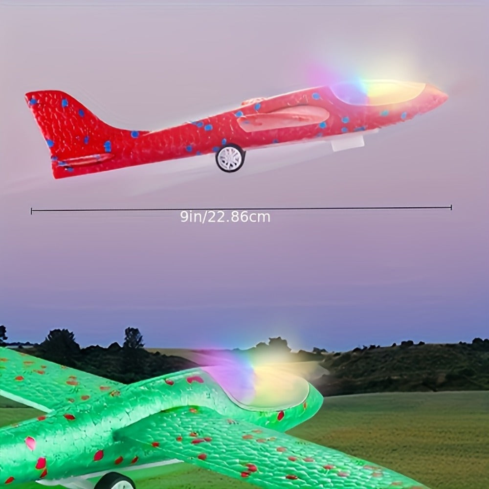 Foam Airplane Launcher Toy Set with 3 Foam Planes & Catapult, 2 Flight Modes for Outdoor Play