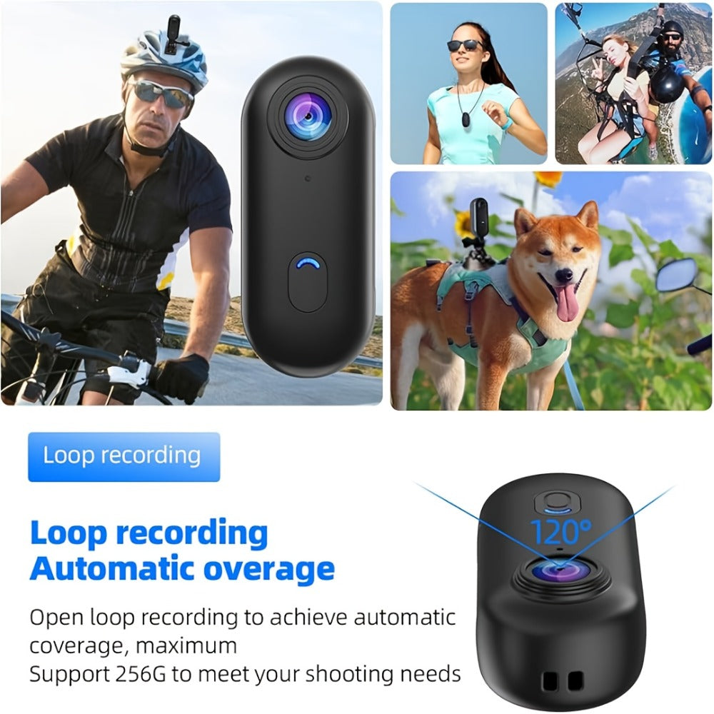 Thumb Size 1080P Body Camera Wearable Clip-On Sports Cam – 1.25oz Magnetic Mount, 150-Min Battery, 360° Rotating Clip for Work, Travel, Fishing, Pet Monitoring, Cycling & Outdoor Activities | POV Recorder