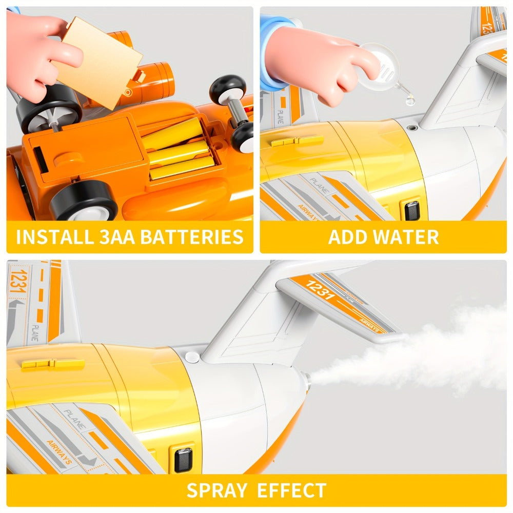 Transport Cargo Airplane Toy for Kids – Jumbo Plane with 10 Mini Cars & Spray Mist