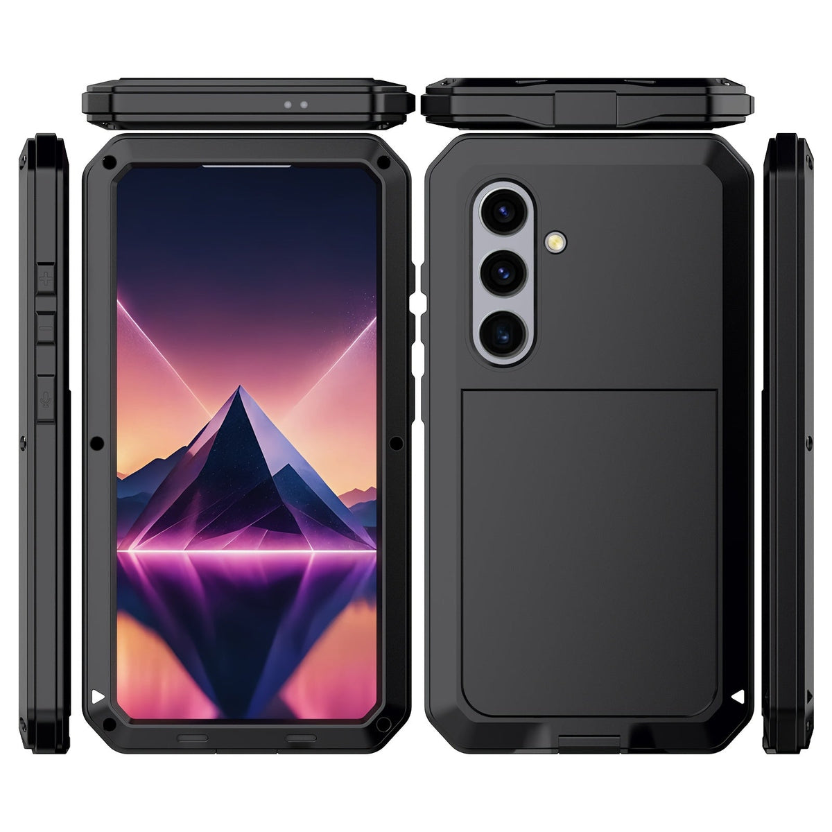 Heavy Duty Samsung Galaxy S24 Ultra Case Rugged Metal with Built-In Glass Screen Protector – Military-Grade Shockproof Dustproof Drop Protection Hard Cover, Compatible with Galaxy S23 Ultra S-Pen