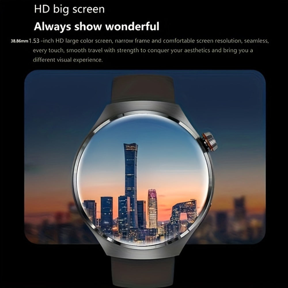 GPS Smartwatch Men with NFC & Multiple Strap Styles – 360×360 HD Screen Wireless Calling GPS Motion Trajectory Sports Fitness Tracker Heart Rate Sleep Monitor Outdoor Watch Black Steel Mesh Faux Leather
