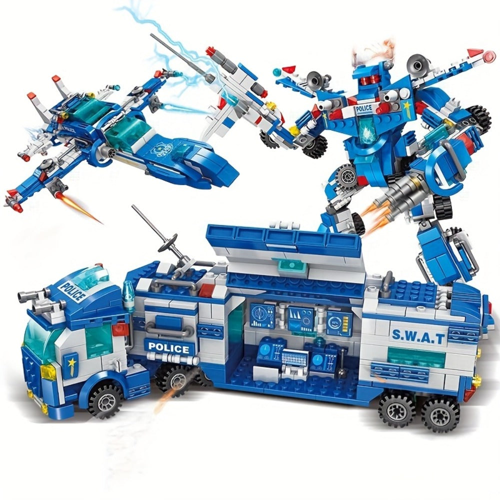 City Police Building Block Set, 700 Pieces with Patrol Vehicles
