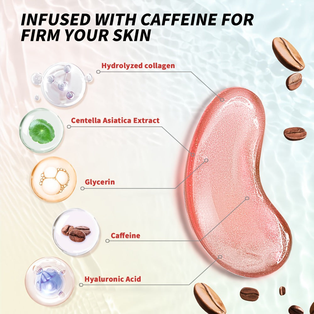 Caffeine Eye Mask 25 Pairs Under Eye Patches with Collagen Hyaluronic Acid Glycerin - Reduces Dark Circles Puffiness Firms & Hydrates Korean Skincare Eye Pads for Women Men All Skin Types