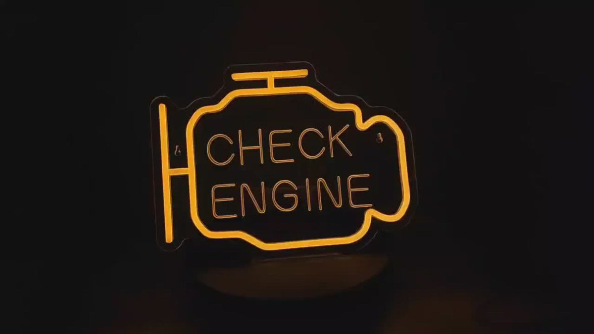 Neon Sign Check Engine LED – Funny Car-Themed Wall Mounted Light for Bedroom, Garage, Wedding, Engagement Party & Home Decor, Multipurpose Decorative Neon Lamp