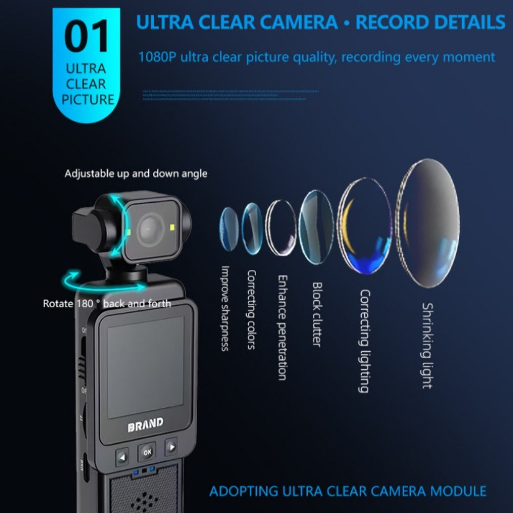 Action Camera 10180P with 360° Rotating Lens, Lightweight 150g Wearable Vlog Camera with 32G Card Option – Pocket-Sized Rechargeable Cam for Vlogging, Sports & Outdoor Adventures