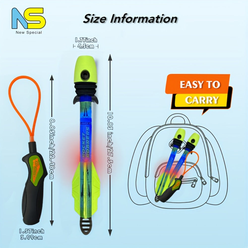 LED Foam Rocket Launcher with Flashing Light, Up to 250 Feet