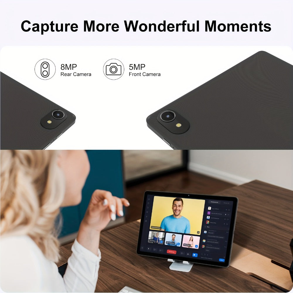 Android 16 Tablet 10.1 Inch Octa-Core 7000mAh Battery 1280x800 IPS Display 8GB RAM 128GB ROM Dual Camera 8MP 5MP Type-C Split Screen Wi-Fi Tablet PC Grey for Work School Entertainment