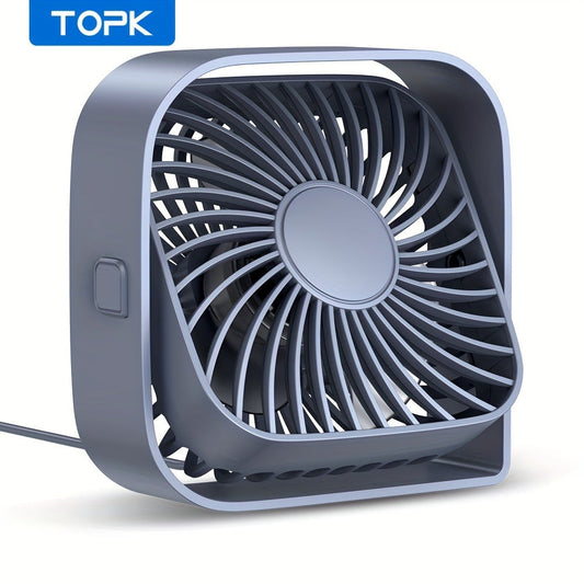 USB Desk Fan Portable, Small Personal Fan 3 Speed Settings 360° Rotation Silent Operation, Compact Lightweight USB Powered Cooling Fan for Home Office Dorm Bedroom Travel, Grey Blue Pink White