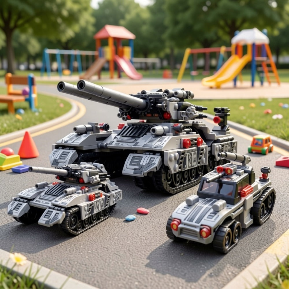 8-in-1 Snow Tank Building Block Set, 1628 Pieces, 9 Military Models