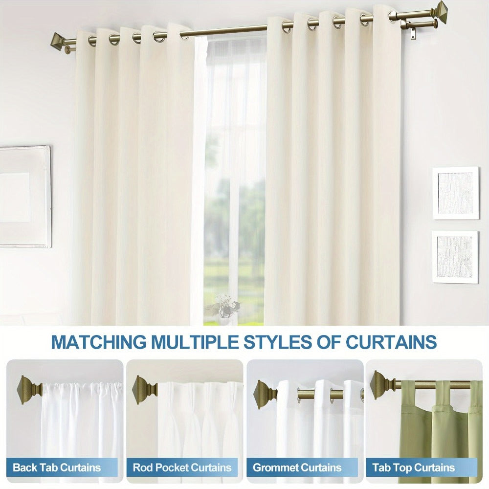 Double Curtain Rod Set with Square Urn Finials Adjustable Double Drapery Rod 5 Finishes 2 Sizes Window Curtain Hardware Easy Install
