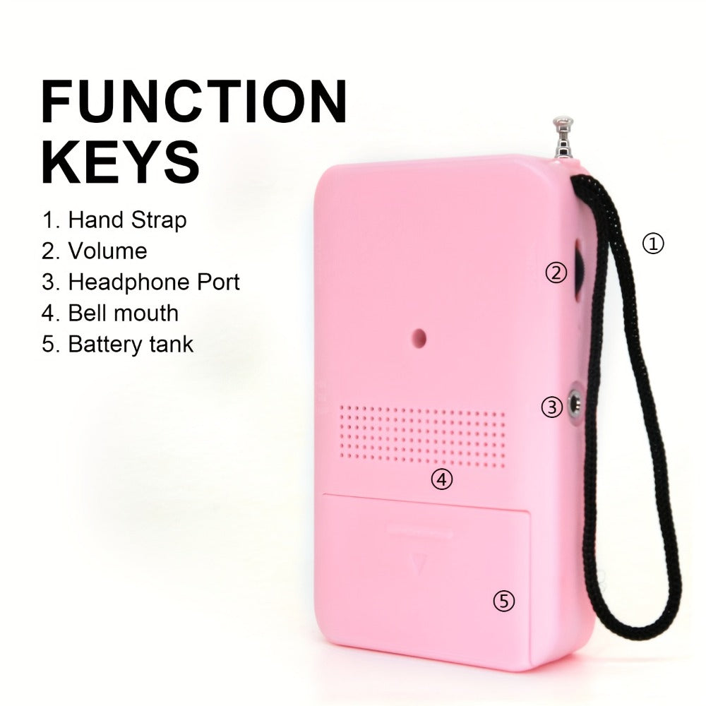 Portable AM FM Radio Battery Powered Handheld with Manual Tuner, Headphone Jack, Built-in Speaker, Adjustable Telescopic Antenna & Wrist Strap for Camping, Travel, Emergency & Outdoor Use