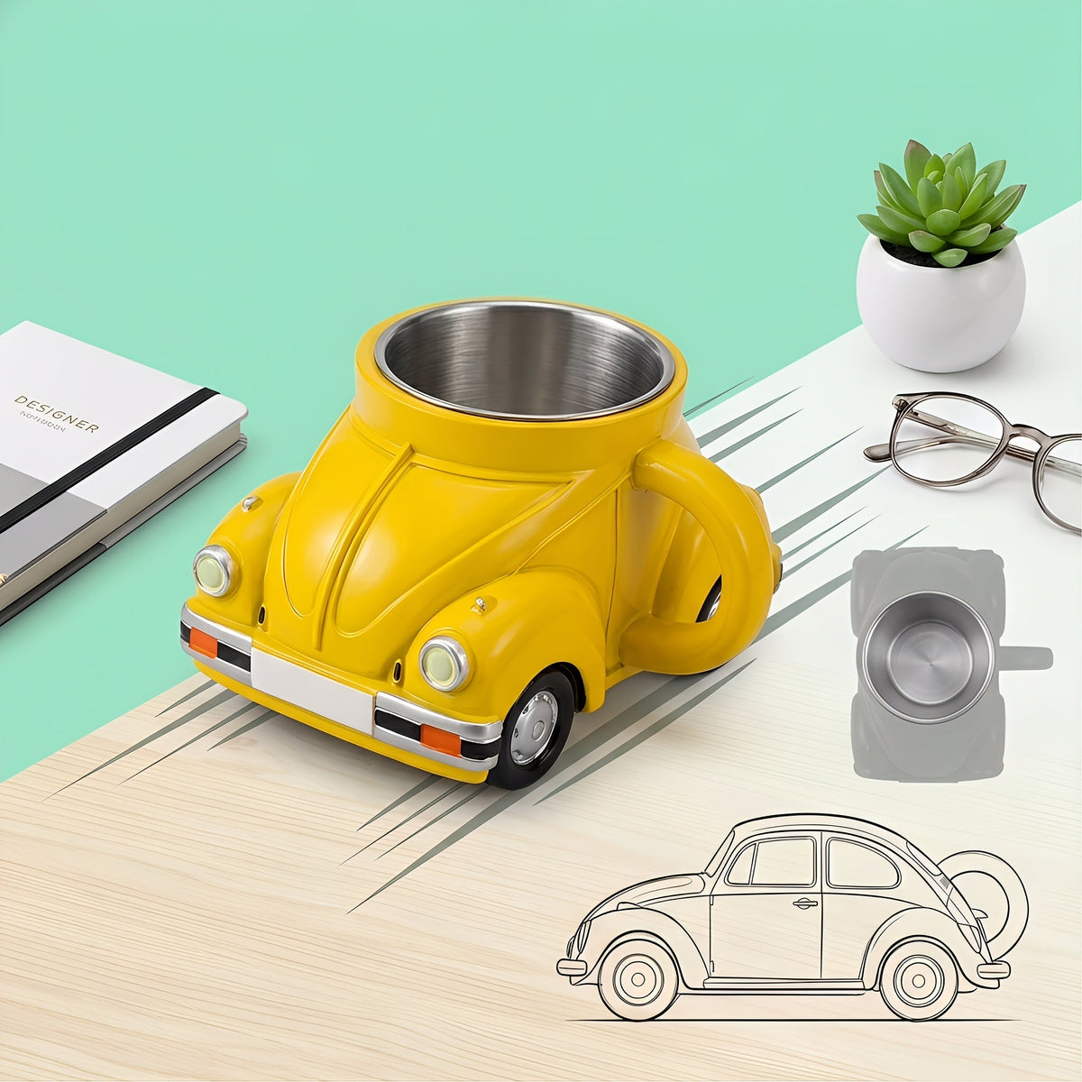 Sports Car Shape Coffee Mug – Fun Novelty Car Shaped Drinking Cup Large Capacity – Unique Tea Cup for Office & Home Decor – Cool Birthday & Christmas Gift for Car Lovers – 6 Colors