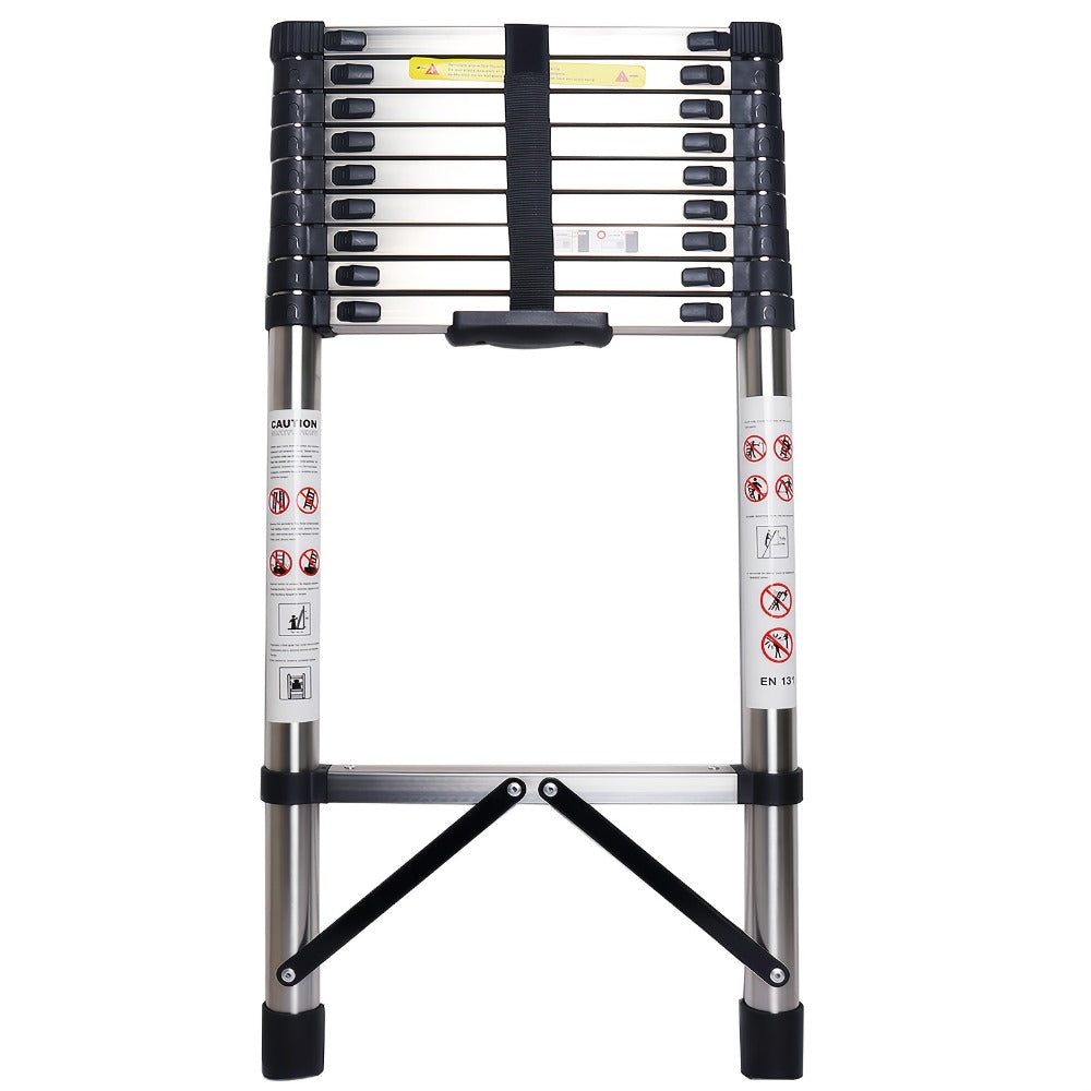 Telescoping Extension Ladder Aluminum Heavy Duty 330 LBS – 6.5 / 8.5 / 10.5 / 12.5 FT Folding Telescopic Ladder, Easy Store, Multi-Purpose for Roof Repair, Painting, Gutter Cleaning & Outdoor Work